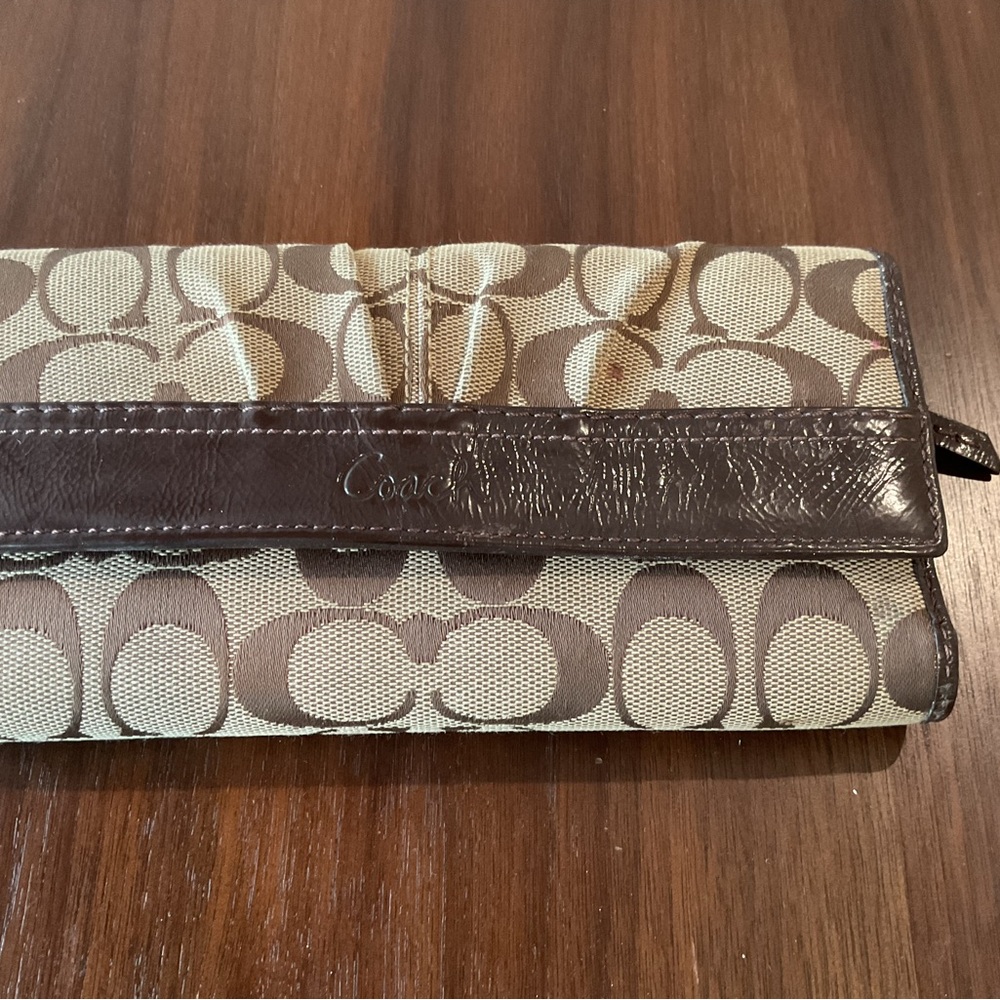 Coach Signature Canvas Wallet with checkbook cover